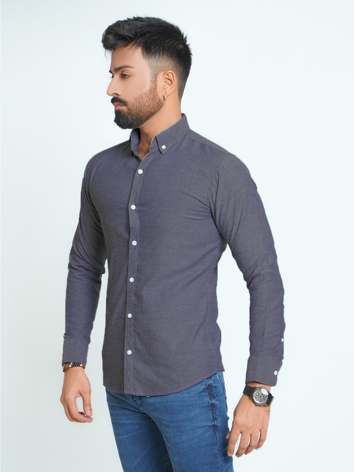 Bluish Grey Self Button Down Casual Shirt (CSB-134)