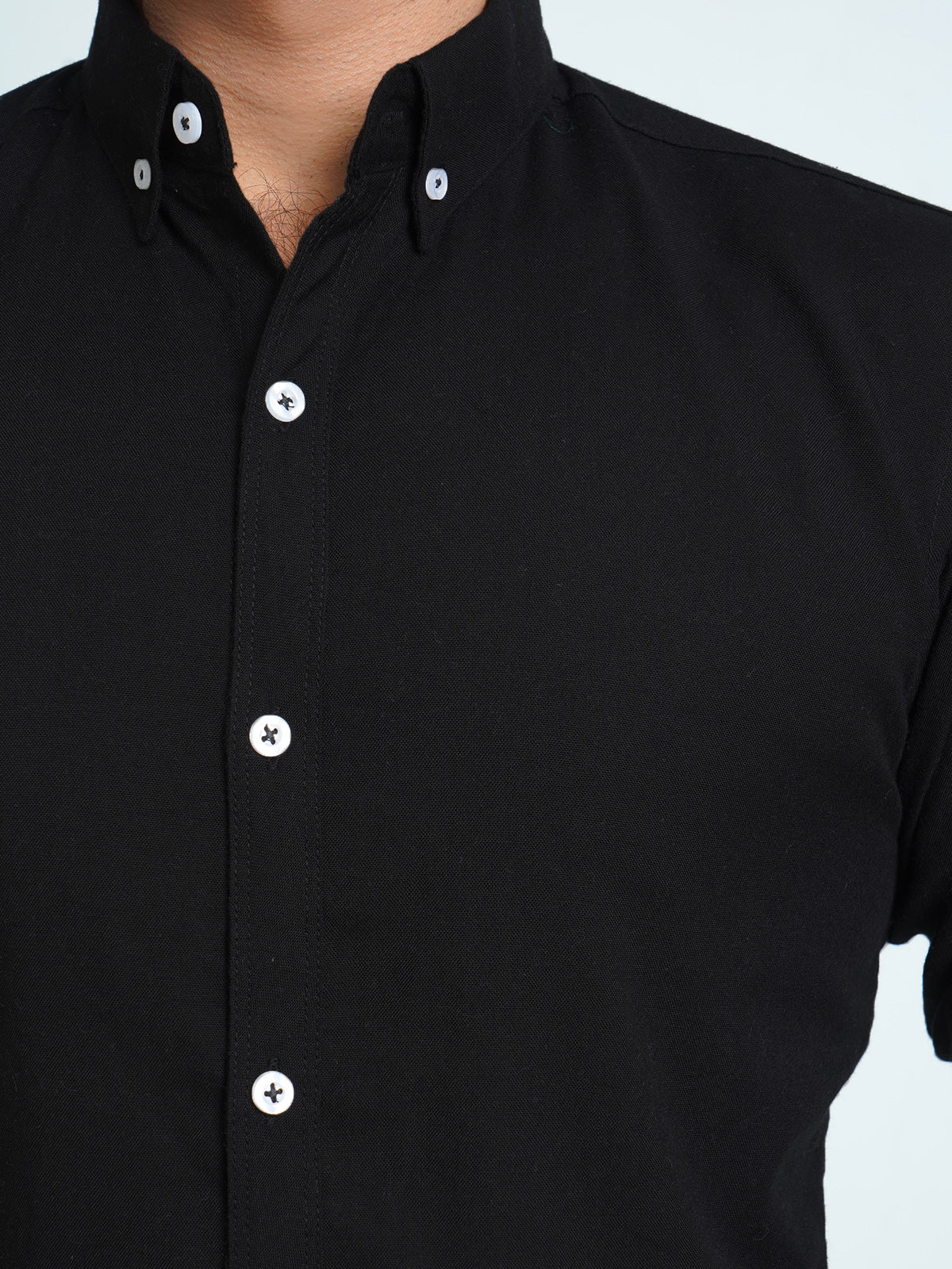 Black Plain Button Down Casual Shirt (CSB-135)