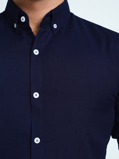 Navy Blue Plain Button Down Casual Shirt (CSB-136)