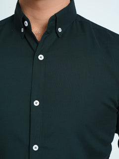 Dark Green Plain Button Down Casual Shirt (CSB-139)