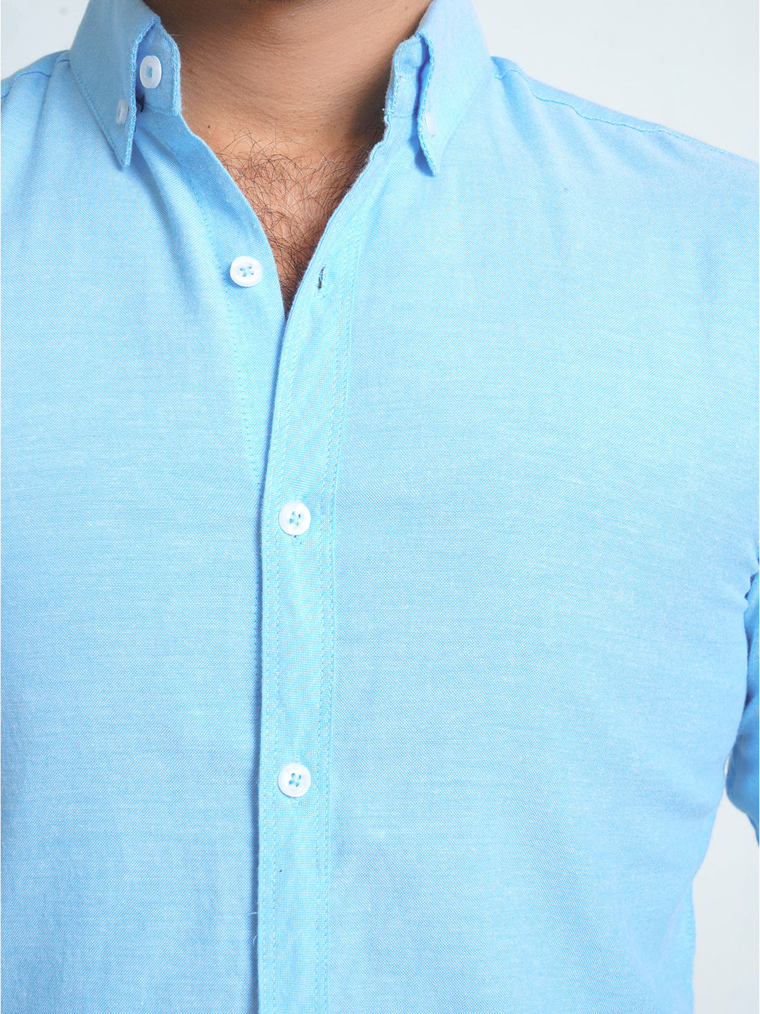 Sky Blue Self Button Down Casual Shirt (CSB-144)