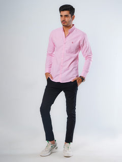 Light Pink Self Button Down Casual Shirt (CSB-117)