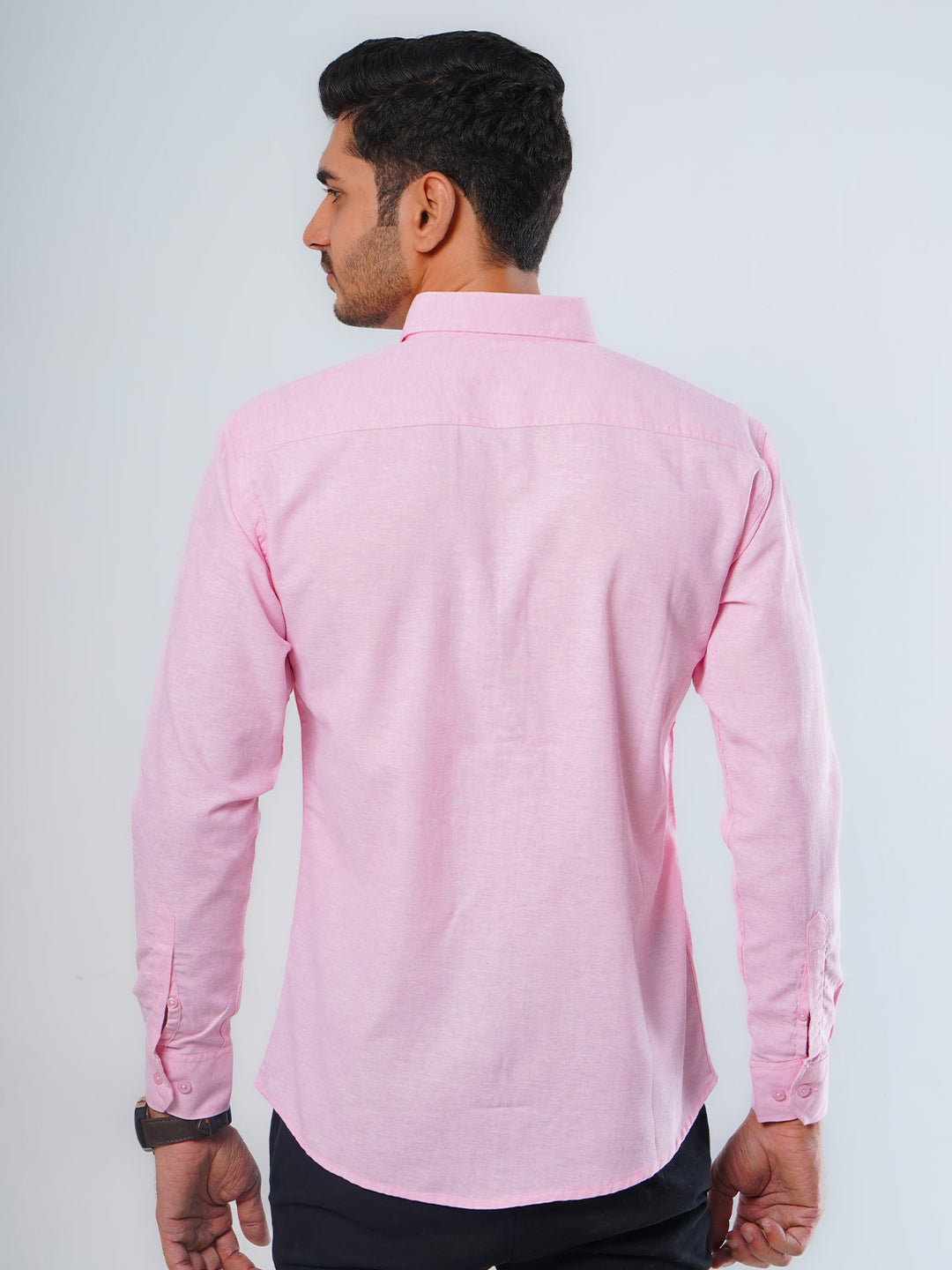 Light Pink Self Button Down Casual Shirt (CSB-117)