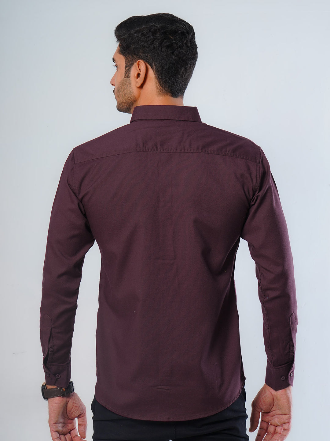 Dark Maroon Plain Button Down Casual Shirt (CSB-120)