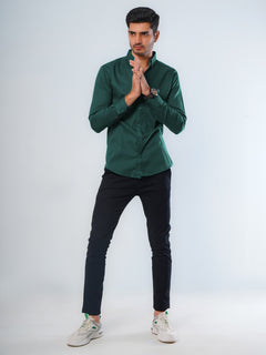 Dark Green Plain Button Down Casual Shirt (CSB-122)