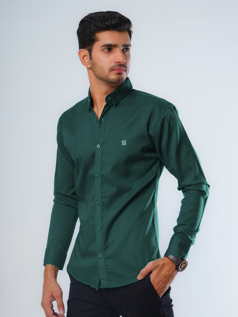 Dark Green Plain Button Down Casual Shirt (CSB-122)