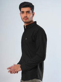 Black Plain Button Down Casual Shirt (CSB-123)