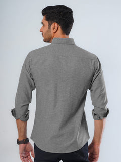 Grey Self Button Down Casual Shirt (CSB-124)