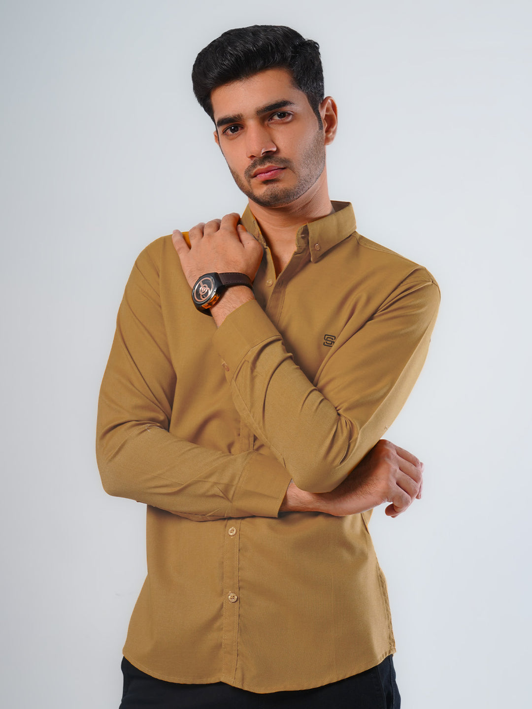 Mustard Plain Button Down Casual Shirt (CSB-125)