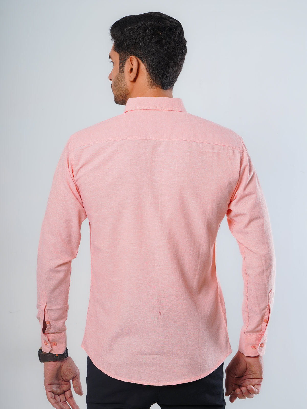 Peach Self Button Down Casual Shirt (CSB-126)