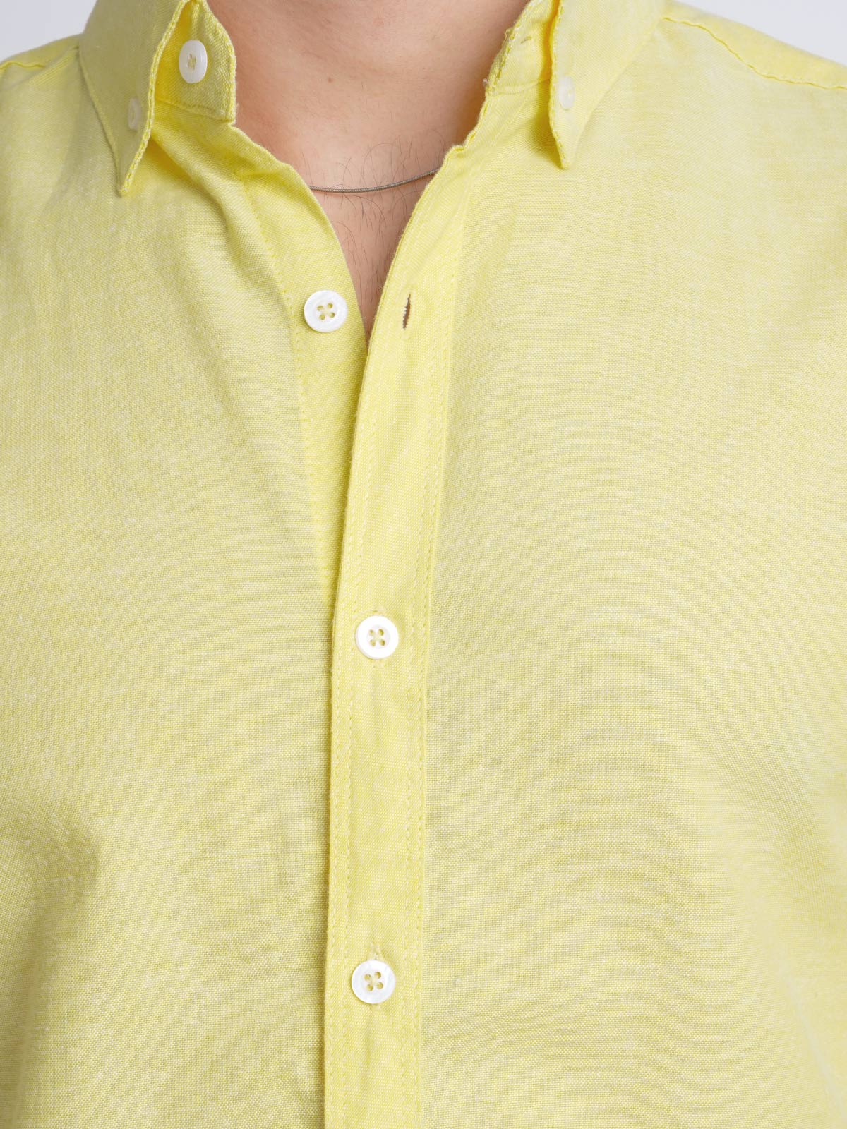 Yellow Plain Button Down Casual Shirt (CSB-141)