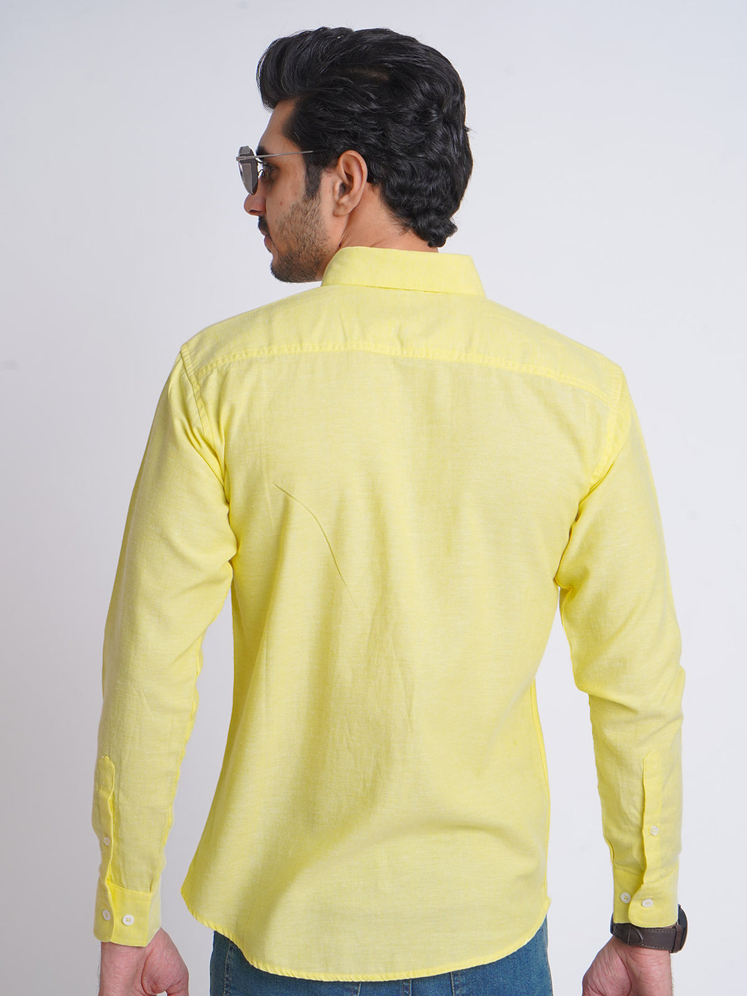 Yellow Plain Button Down Casual Shirt (CSB-141)