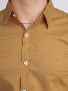 Mustard Dobby Self Button Down Casual Shirt (CSB-148)