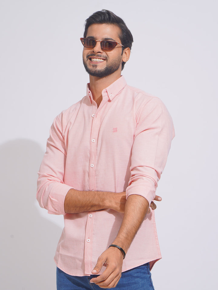 Peach Self Button Down Casual Shirt (CSB-150)