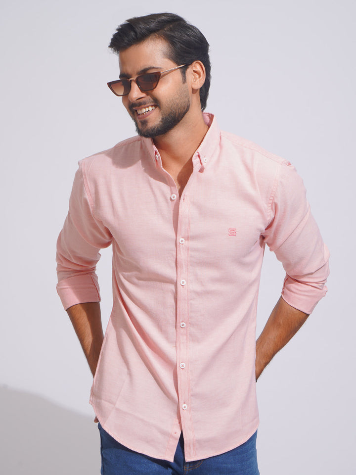 Peach Self Button Down Casual Shirt (CSB-150)