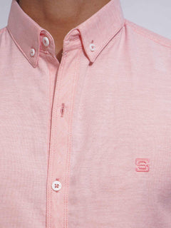 Peach Self Button Down Casual Shirt (CSB-150)