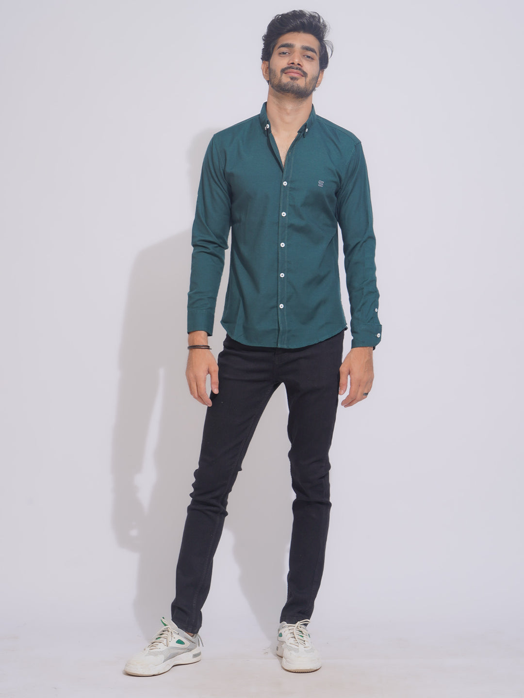 Bottle Green  Button Down Casual Shirt (CSB-153)