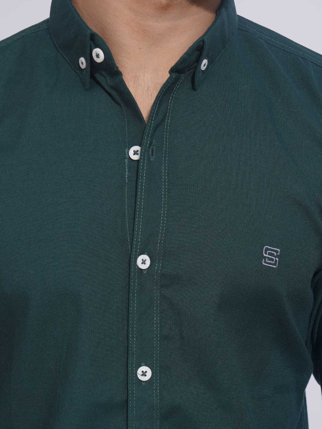 Bottle Green  Button Down Casual Shirt (CSB-153)