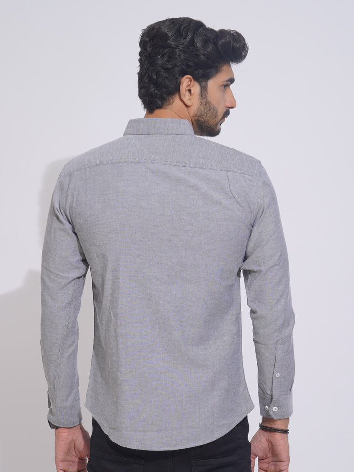 Grey Self Button Down Casual Shirt (CSB-154)