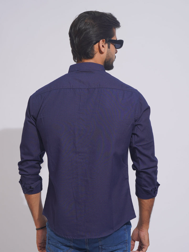 Navy Blue Plain Button Down Casual Shirt (CSB-156)