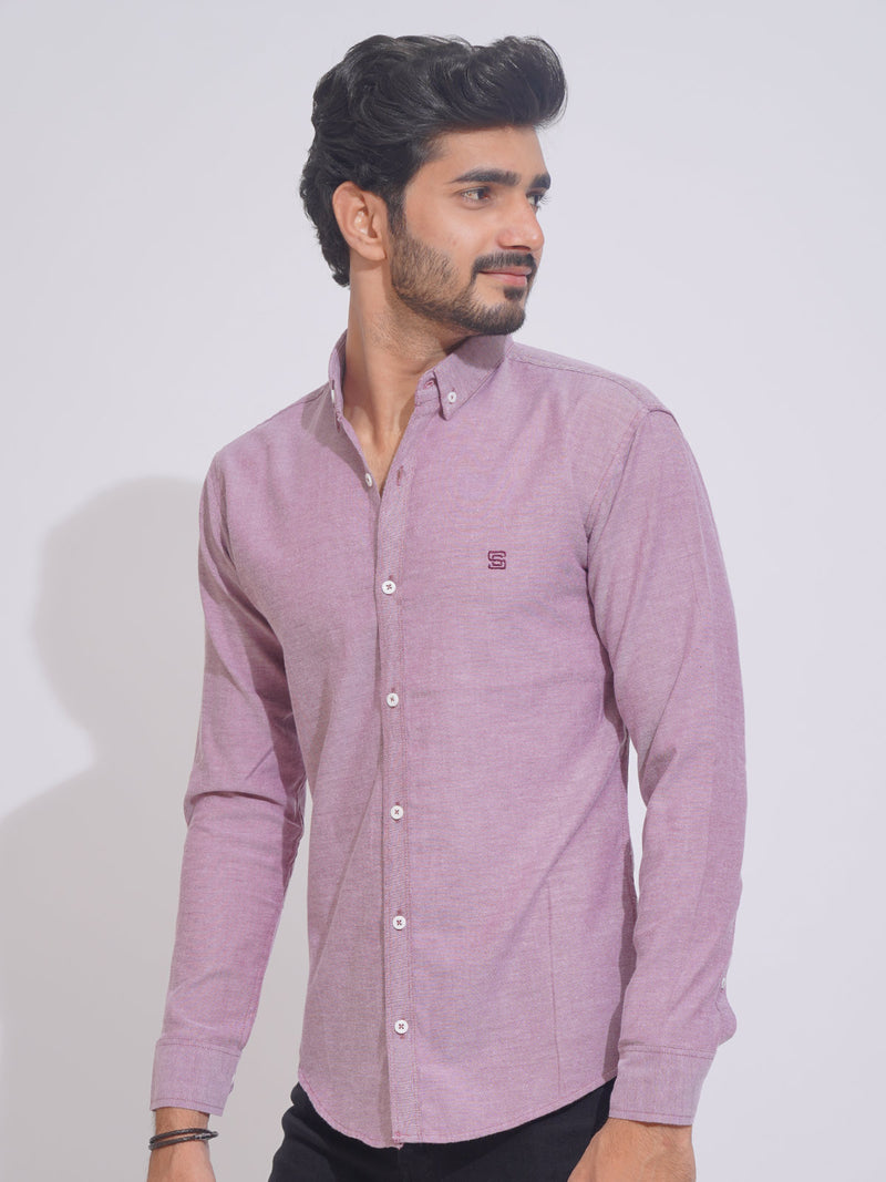 Cabernet Self Button Down Casual Shirt (CSB-157)