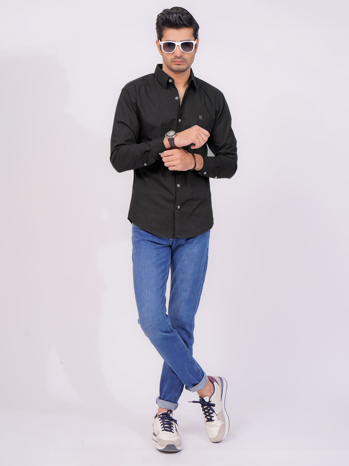 Black Self Down Casual Shirt (CSB-159)