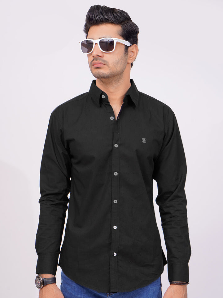 Black Self Down Casual Shirt (CSB-159)