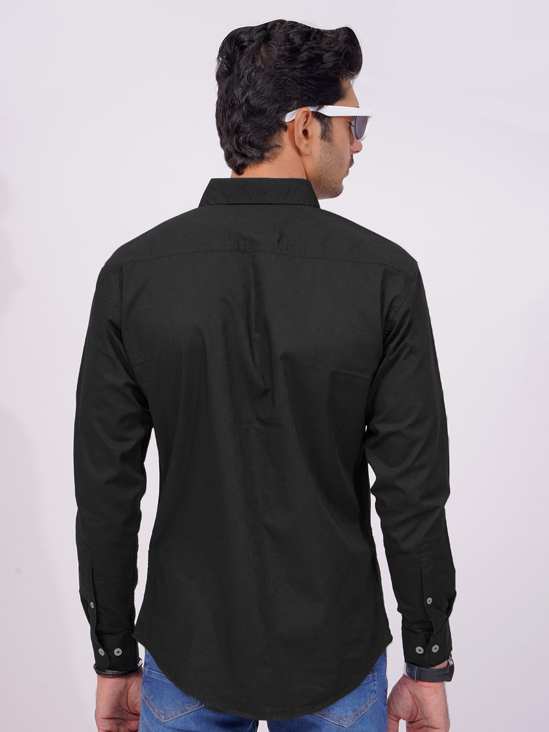 Black Self Down Casual Shirt (CSB-159)