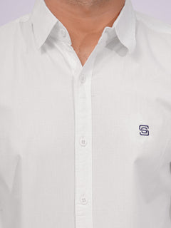 White Self Down Casual Shirt (CSB-160)