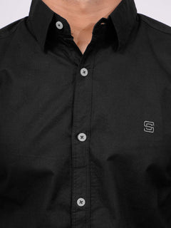 Black Self  Button Down Casual Shirt (CSB-161)