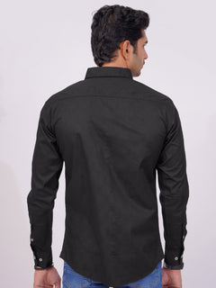 Black Self  Button Down Casual Shirt (CSB-161)