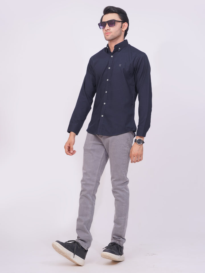 Navy Blue Plain Button Down Casual Shirt (CSB-167)