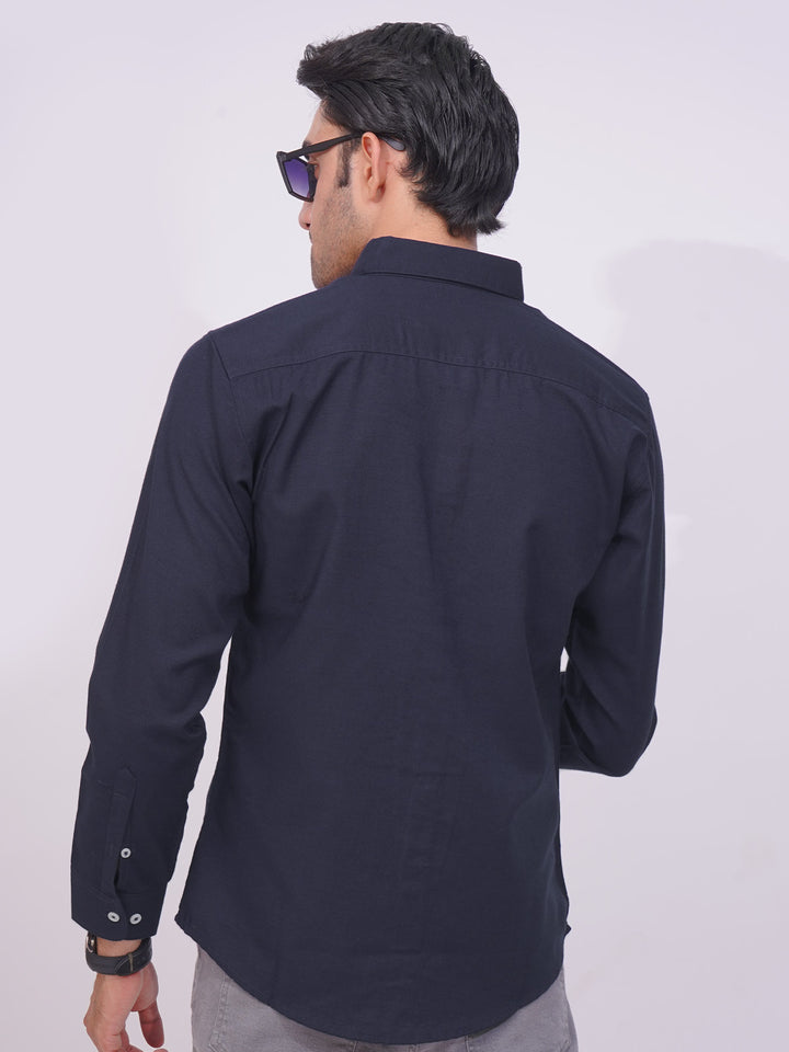 Navy Blue Plain Button Down Casual Shirt (CSB-167)