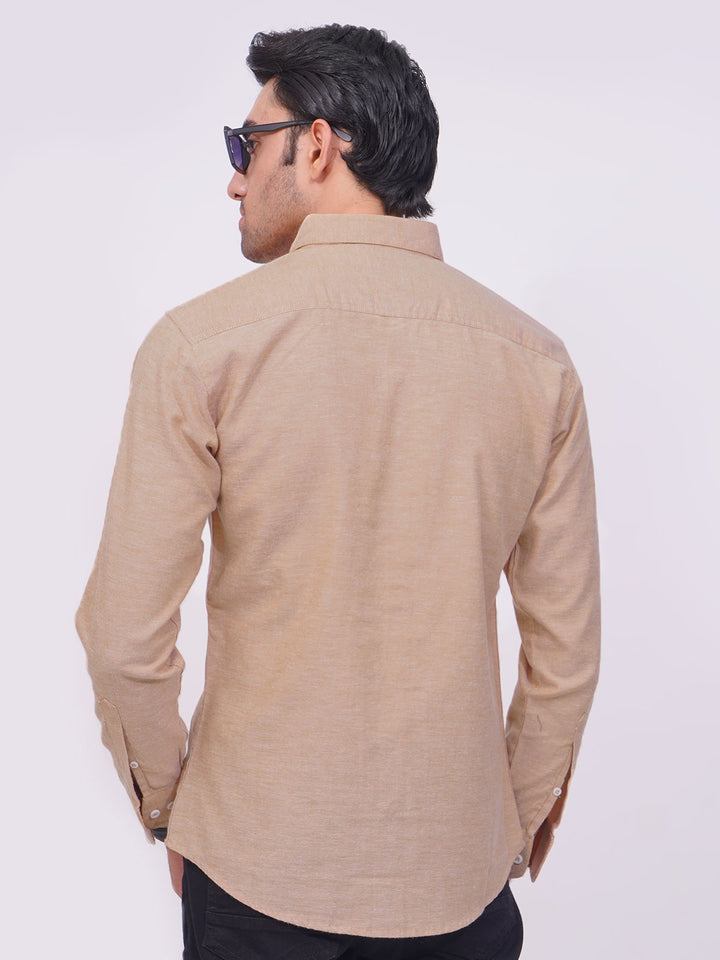 Light Brown Self Button Down Casual Shirt (CSB-168)