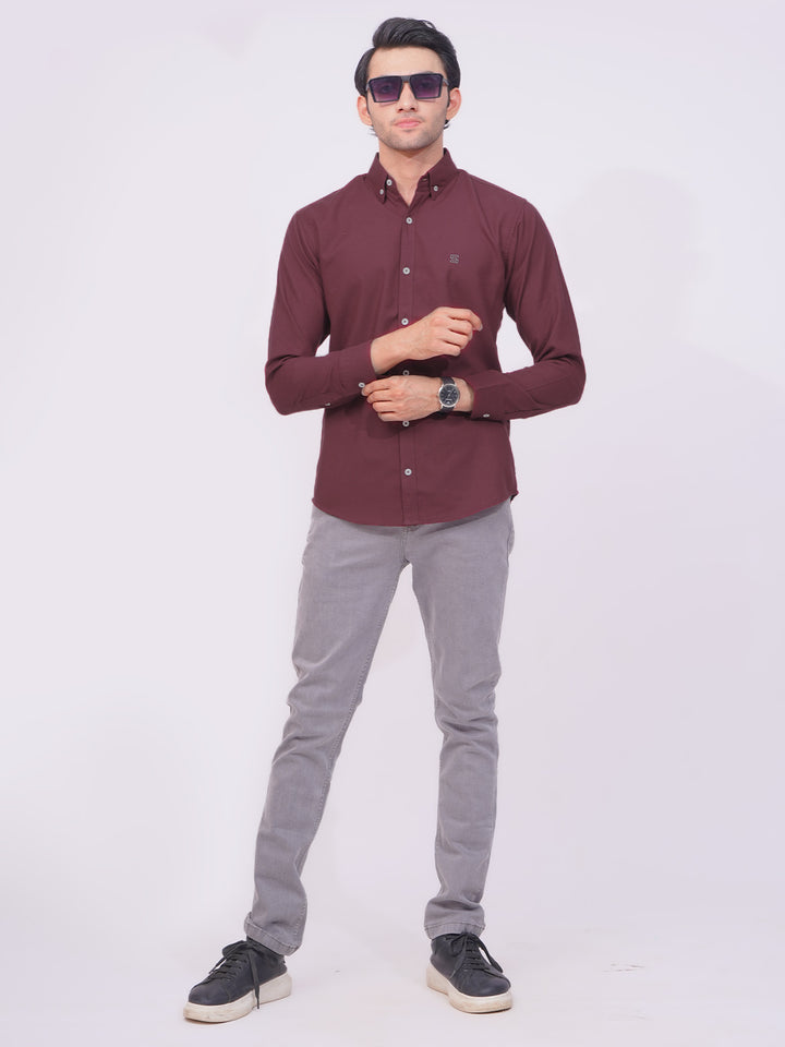 Maroon Plain Button Down Casual Shirt (CSB-170)