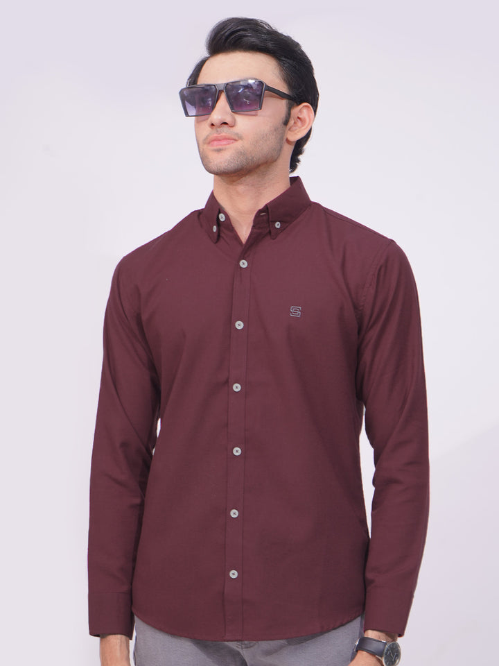 Maroon Plain Button Down Casual Shirt (CSB-170)