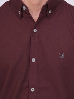 Maroon Plain Button Down Casual Shirt (CSB-170)