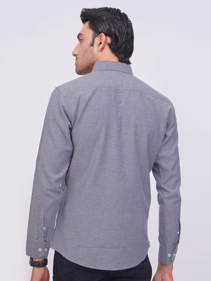 Greyish Blue Self Button Down Casual Shirt (CSB-171)