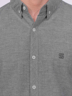 Grey Self Button Down Casual Shirt (CSB-172)