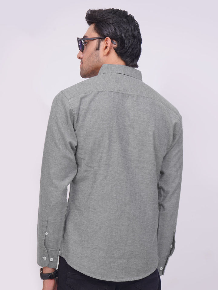 Grey Self Button Down Casual Shirt (CSB-172)