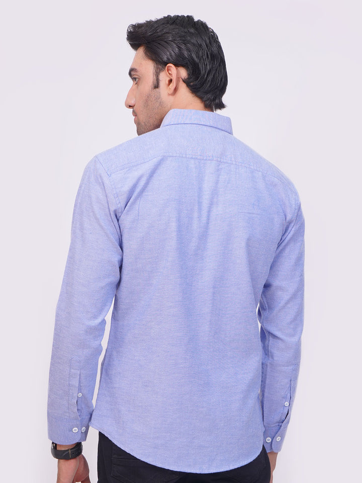 Blue Self Button Down Casual Shirt (CSB-173)