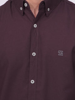 Dark Purple Plain Button Down Casual Shirt (CSB-175)