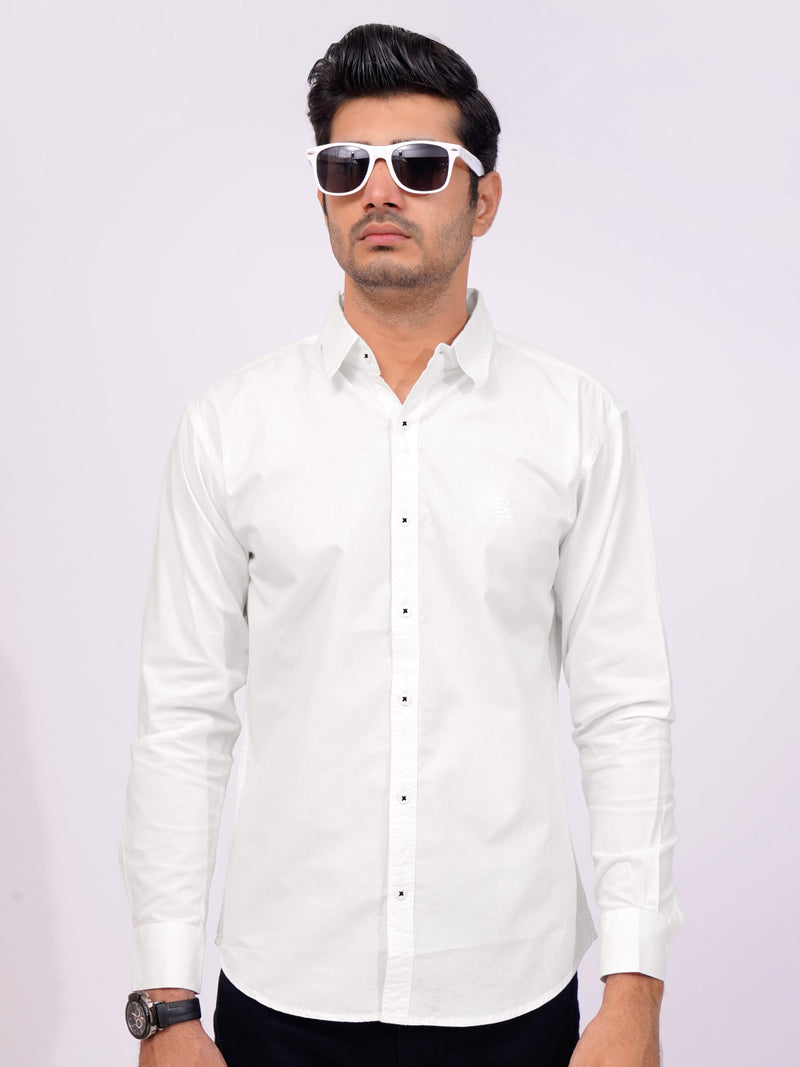 White Plain Button Down Casual Shirt (CSB-183)