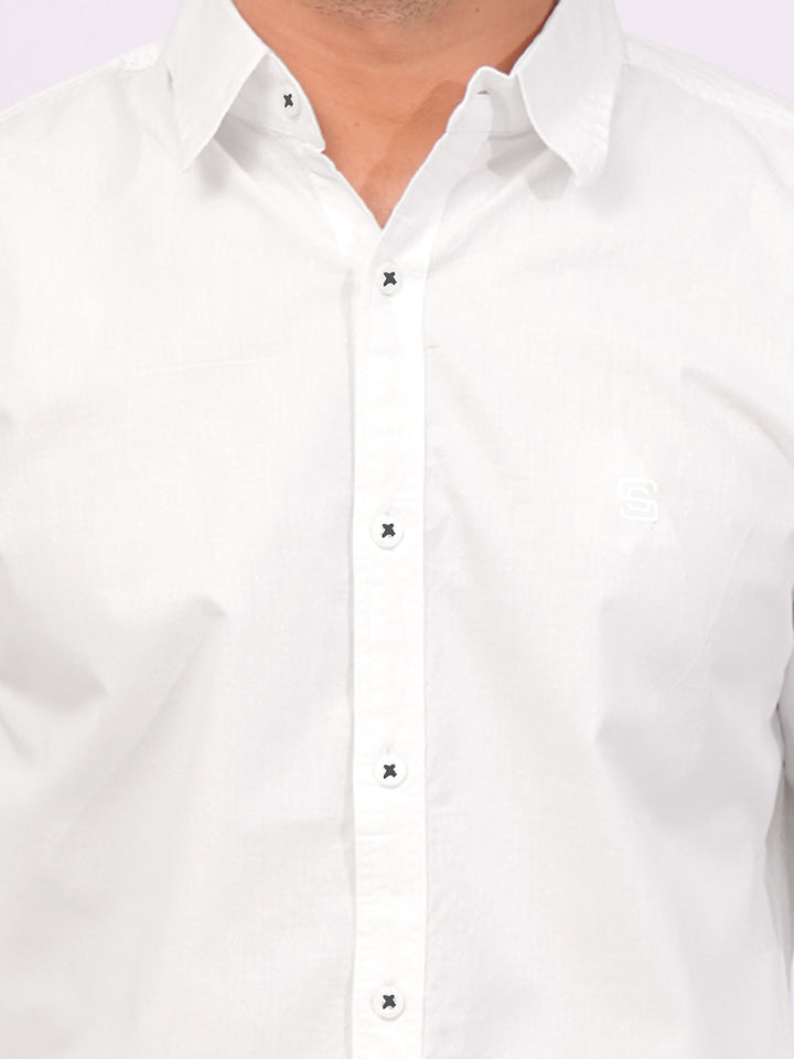 White Plain Button Down Casual Shirt (CSB-183)