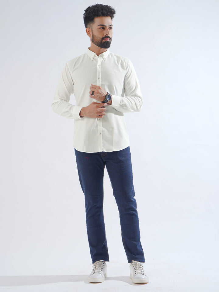 White Plain Button Down Casual Shirt (CSB-191)