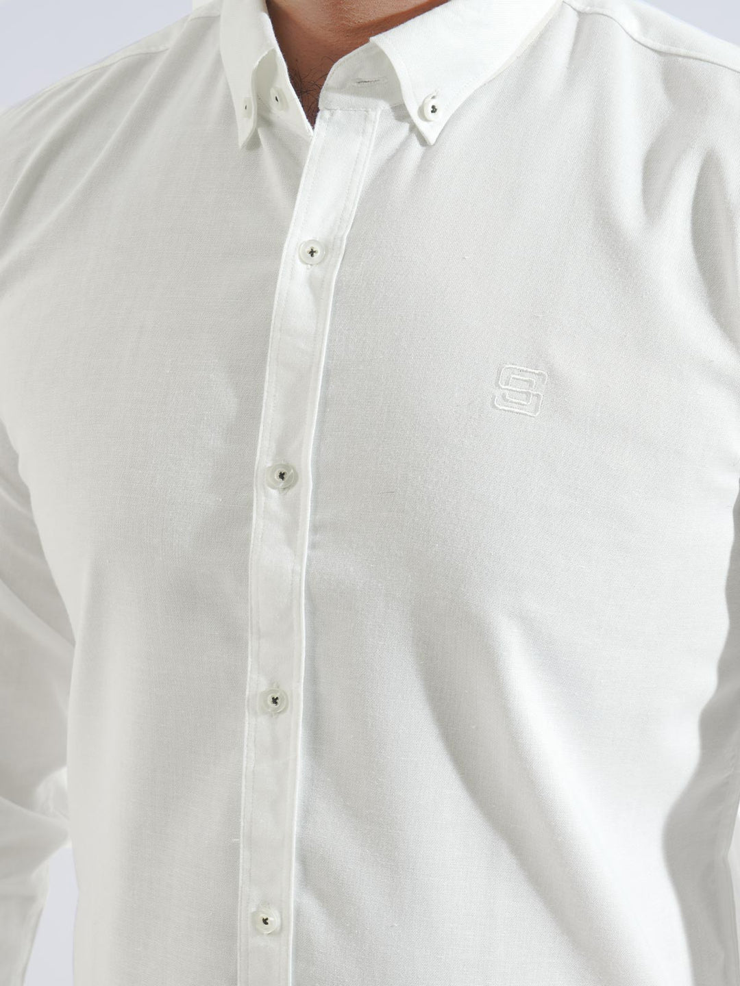 White Plain Button Down Casual Shirt (CSB-191)