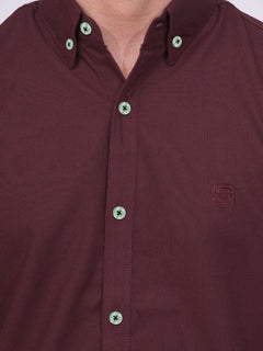 Maroon Plain Button Down Casual Shirt (CSB-193)