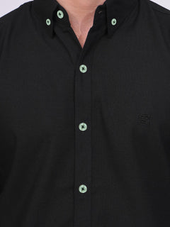 Black Plain Button Down Casual Shirt (CSB-194)
