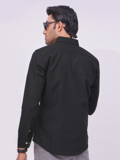 Black Plain Button Down Casual Shirt (CSB-194)