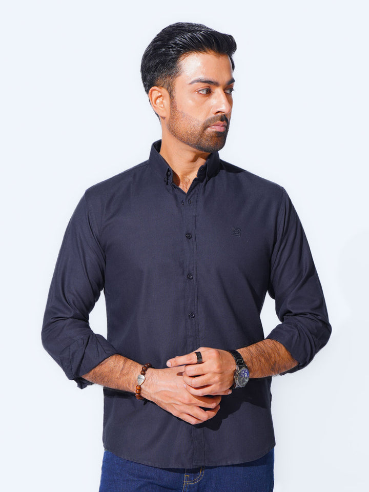 Navy Blue Plain Button Down Casual Shirt (CSB-196)